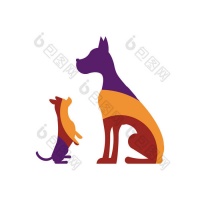 标识与兽医诊所宠物店遛狗狗训练的狗孤立的图片