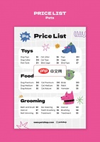 宠物店宠物护理价目表设计素材下载免费下载