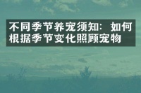 不同季节养宠须知：如何根据季节变化照顾宠物？