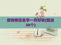 宠物情侣名字一对好听(甄选30个)