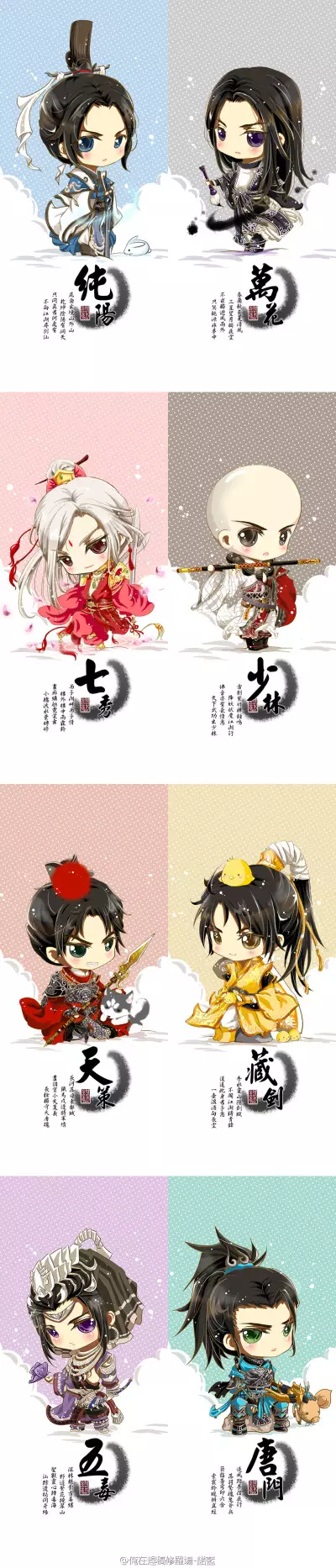 俺在趕稿修羅場-諾藍 上传于2012-9-10 10:32 来自新浪微博 好吧#唐门#也出来了我终於画齐了!!!!8大门派,拜托#剑三#先别要出明教吧=_=....打算印第二套书签来着~第一套还有人想要麽?!有就告诉我,人多的我就重印!!话…