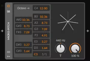 A screenshot of the Micro-Pitch device in Bitwig Studio